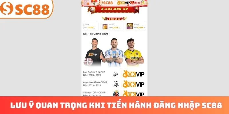 Lưu ý quan trọng khi tiến hành đăng nhập SC88